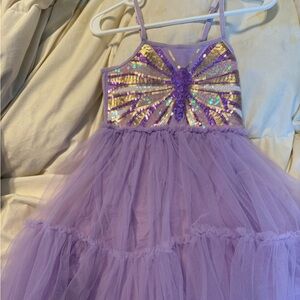 Purple Sequin Butterfly girls dress